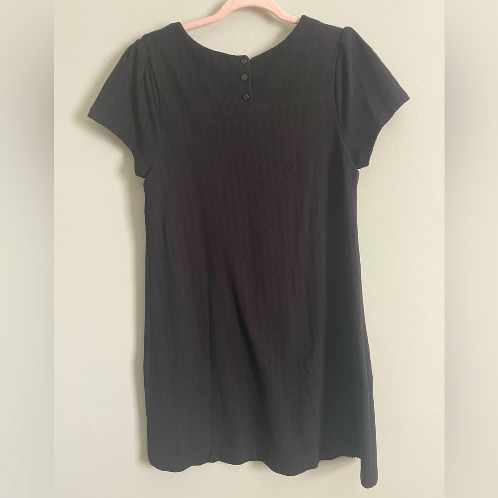 Anthropologie Maeve Diamond Textured Mini Shift Little Black Dress LBD